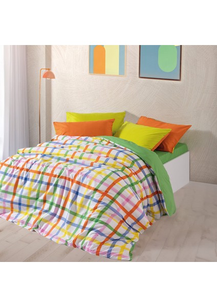 Cozy Home Popping Colors Çift Kişilik Lastikli Çarşaflı Nevresim Takımı Hype Yeşil