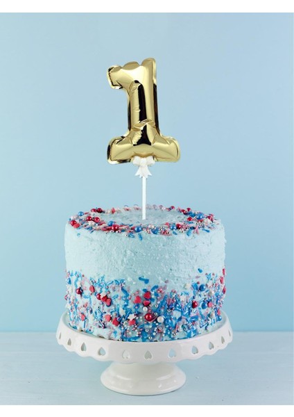 1 Yaş Gold Pasta Üzeri Folyo Balon 14 cm