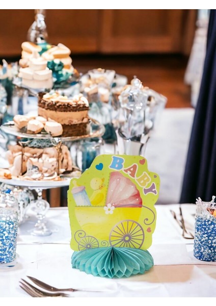 Baby Shower Parti Süsü Baby Temalı Petek Masa Süsü Mavi fiyatları