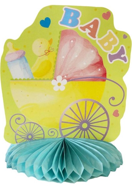 Baby Shower Parti Süsü Baby Temalı Petek Masa Süsü Mavi modelleri