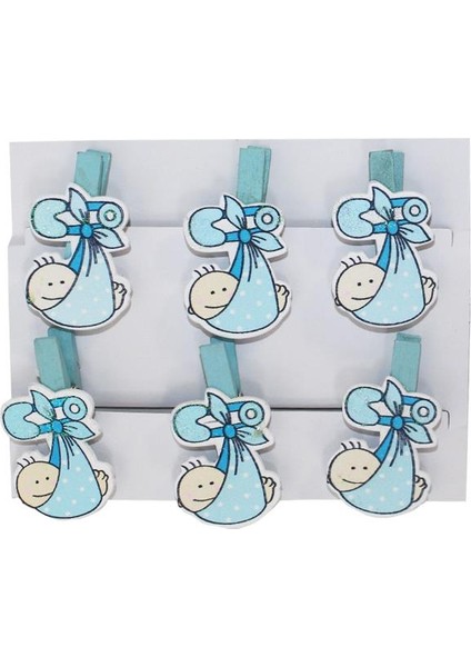 Ahşap Bebek Mandal 6'li Bebek Mavi fiyatları