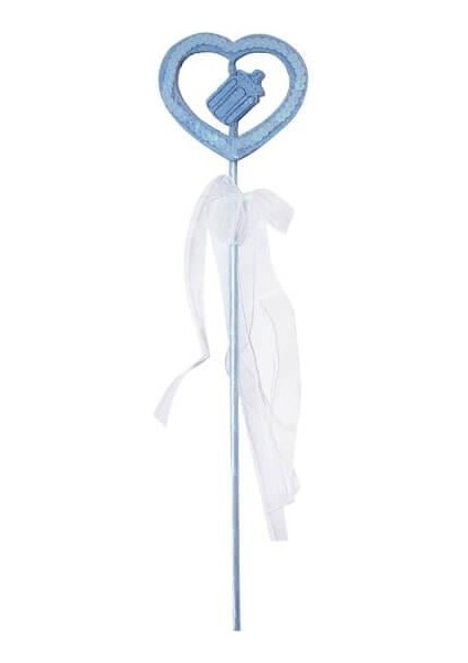 Mavi Kalp Baby Shower Çubuklu Dekor Süsü 24'lü fiyatları