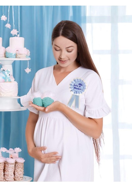 Baby Shower Yazılı Rozet Parti Aksesuarı Mavi 12'li