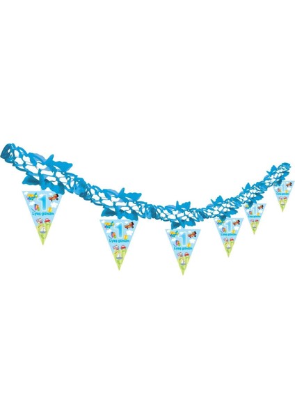 1. Yaş Günüm Doğum Günü Kağıt Zincir Süs Mavi 24'lü fiyatları