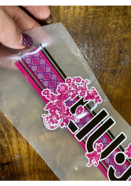 Ütü Ile Yapışan Pembe Çiçekli Transfer Baskı Tişört Baskı Arma 29X8 cm
