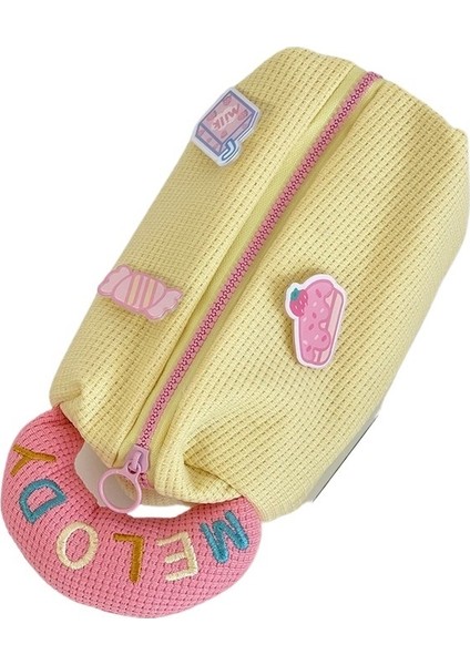 Saklama Çantası Yaratıcı Sevimli Krem ​​rengi Taşınabilir Taşınabilir Öğrenci Kalem Kutusu Kırtasiye Saklama Çantası Kalem Çantası Sevimli Karikatür (Yurt Dışından)