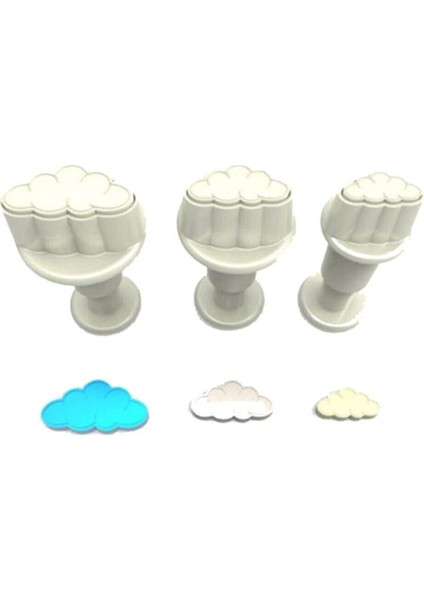 3lü Bulut Şeker Hamuru Şekillendirici Enjektörlü Kopat 1.2x1.7x2.2 cm