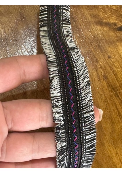 Lila Mor Desenli Renkli Çift Püsküllü Şerit Dikiş Giyim Aksesuarı En 3 cm (1 Metre ) fiyatları