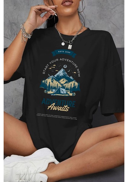 Manzara Baskılı Unisex Oversize Tişört fiyatları