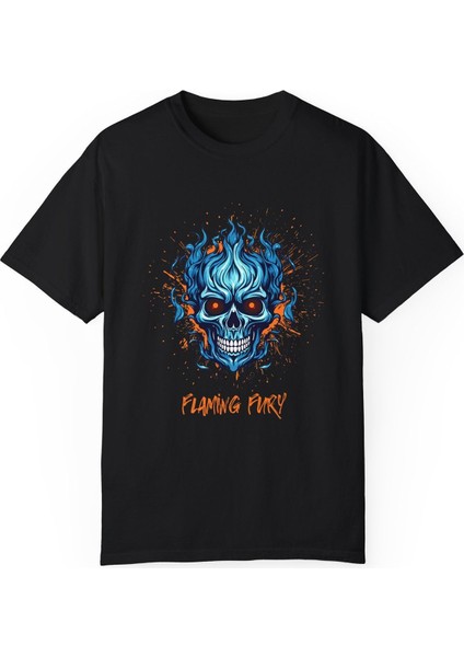 Kuru Kafa Rock Baskılı Pamuklu Unisex Oversize Tişört