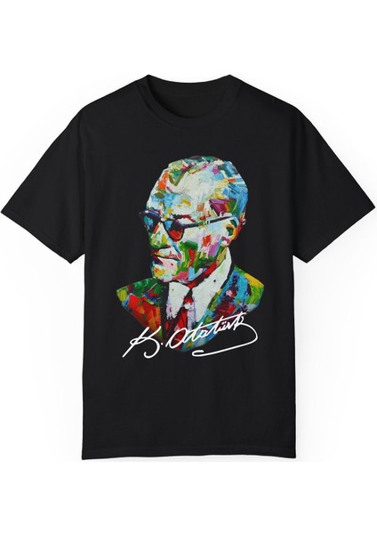 Atatürk Baskılı Pamuklu Unisex Oversize Tişört