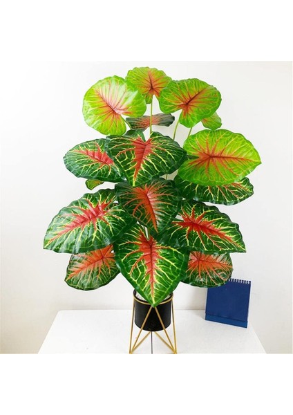 Yapay Çiçek Demet Tropik Kızıl Caladium 18 Dal 70 Cm Salon Çiçeği Yapay Bitki