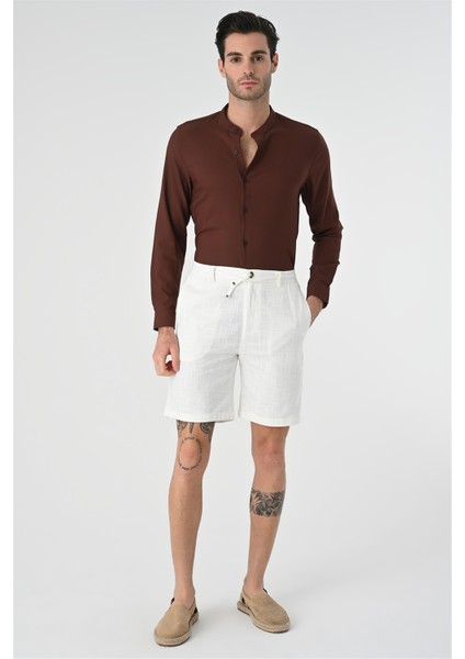 Kahve Regular Fit Hakim Yaka Erkek Gömlek modelleri