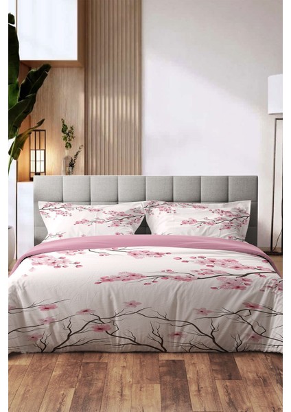 Amor Home Çift Kişilik Pamuk Saten Nevresim Takımı Japanese Cherry ( Çarşafsız )