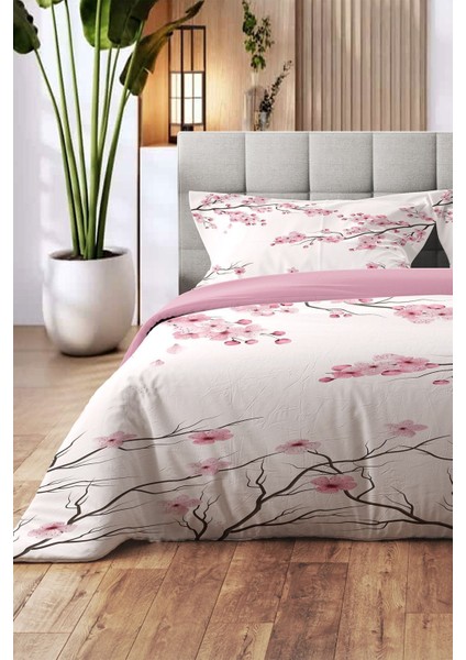 Amor Home Çift Kişilik Pamuk Saten Nevresim Takımı Japanese Cherry ( Çarşafsız )