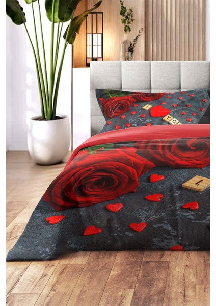 Amor Home Sevgililer Günü Çift Kişilik Pamuk Saten Nevresim Love Cubes