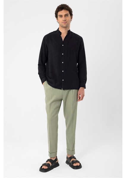 Siyah Hakim Yaka Uzun Kollu Erkek Gömlek fiyatları