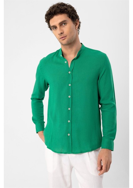 Ördek Yeşili Hakim Yaka Erkek Gömlek