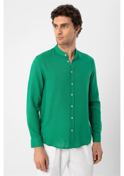 Ördek Yeşili Hakim Yaka Erkek Gömlek