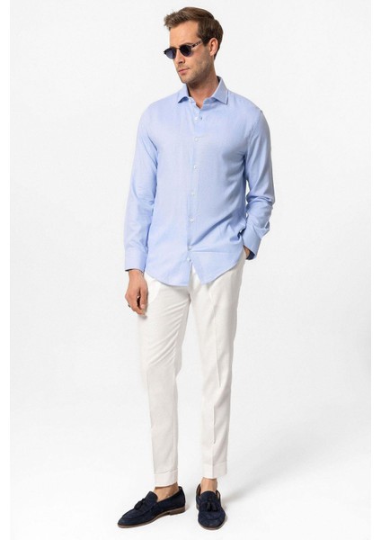 Bebe Mavi Uzun Kollu Slim Fit Erkek Gömlek