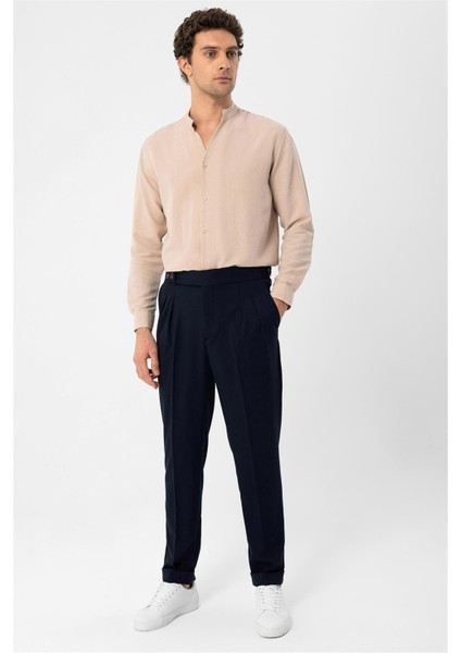 Bej Hakim Yaka Uzun Kollu Erkek Gömlek