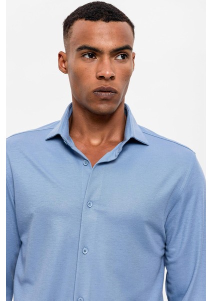 Bebe Mavi Slim Fit Dokuma Erkek Gömlek indirimleri