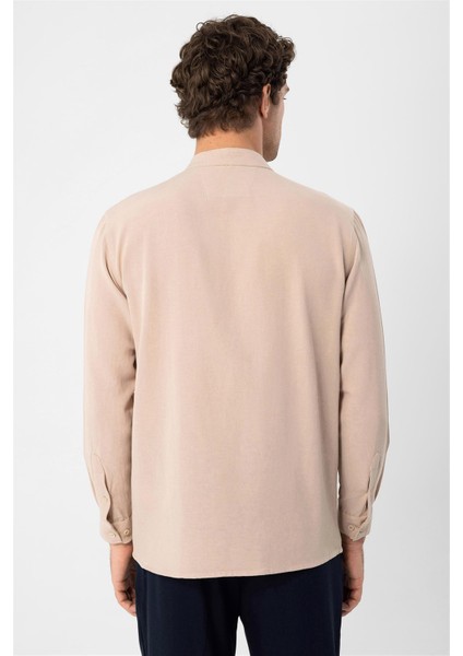 Bej Hakim Yaka Uzun Kollu Erkek Gömlek indirimleri