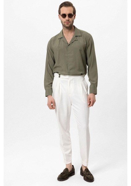 Haki Apaş Yaka Uzun Kollu Erkek Gömlek modelleri