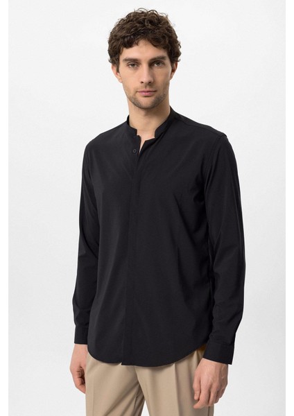 Siyah Erkek Uzun Kol Gömlek