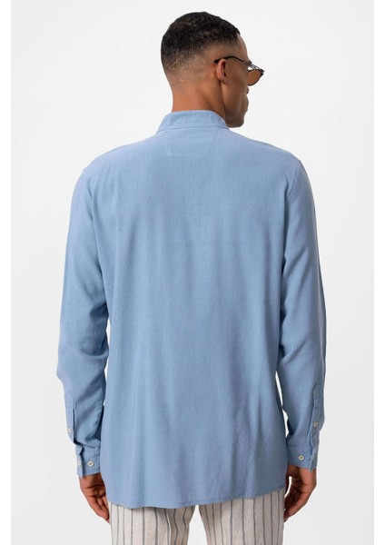 Bebe Mavi Hakim Yaka Uzun Kollu Erkek Gömlek