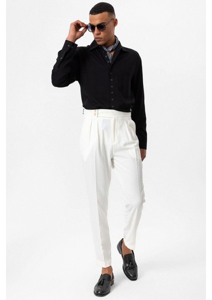 Siyah Regular Fit Apaş Yaka Erkek Gömlek