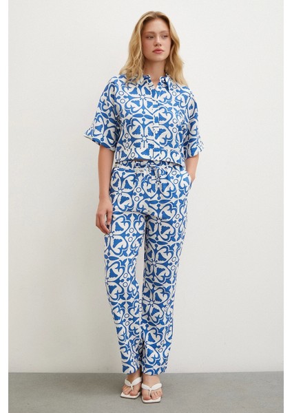 Kısa Kollu Crop Gömlek Mavi modelleri