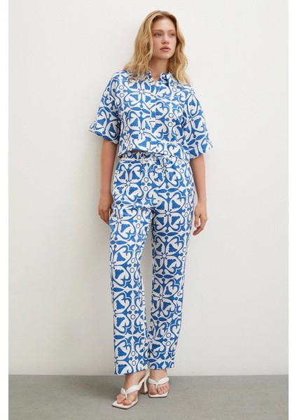 Kısa Kollu Crop Gömlek Mavi fırsatları