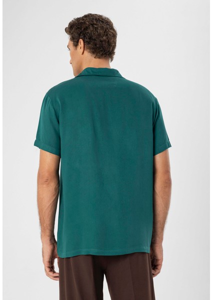 Yeşil Kısa Kollu Regular Fit Erkek Gömlek
