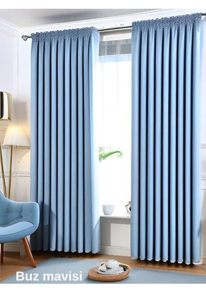 Mebelport Curtain Blackout Karartma 1/2 Pileli Fonluk Buz Mavisi