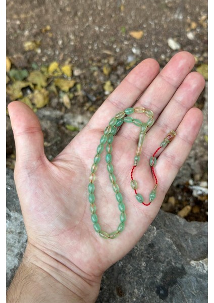 Su Yeşil Tonları Bilek Boy Sıkma Kehribar Tesbih