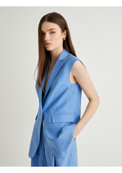 x Melis Ağazat - Blazer Yelek Kruvaze Ters Yaka Düğmeli Astarlı Tensel Kumaş modelleri