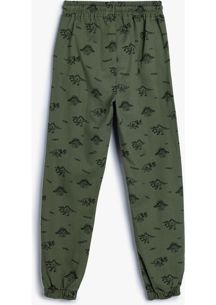 Jogger Pantolon Dinozor Baskılı Beli Bağlamalı Pamuklu fiyatları