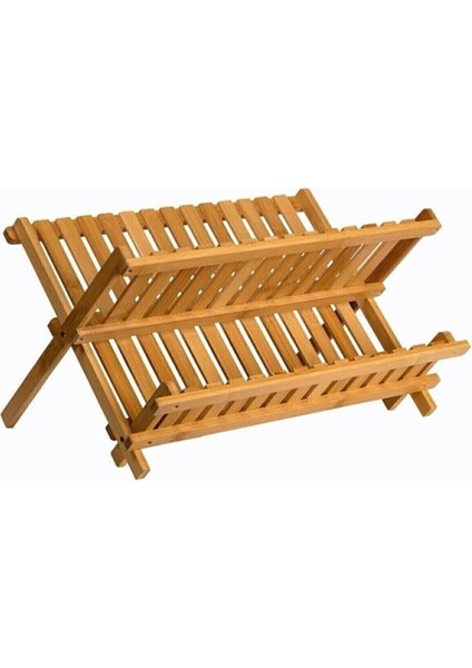 Bambu Bulaşık Sepeti Doğal Bambu Tabaklık Bulaşıklık 42 cm