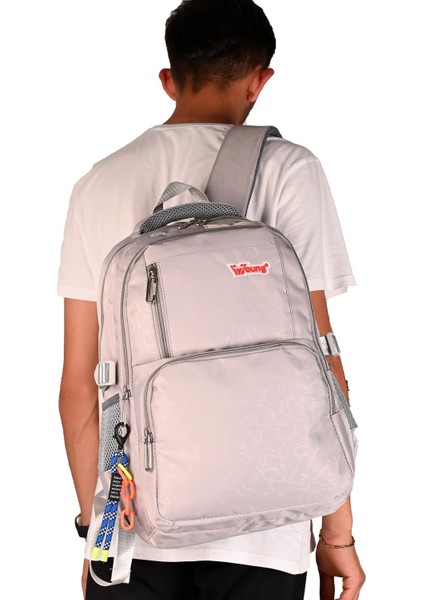 Young 51583 Geniş Hacimli Terletmeyen Sırt Destekli Okul Sırt Çantası Gri