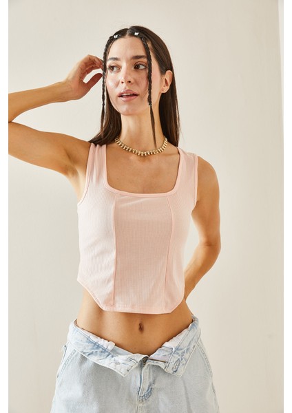 Pudra Kare Yaka Askılı Bluz 5YXK2-48843-50