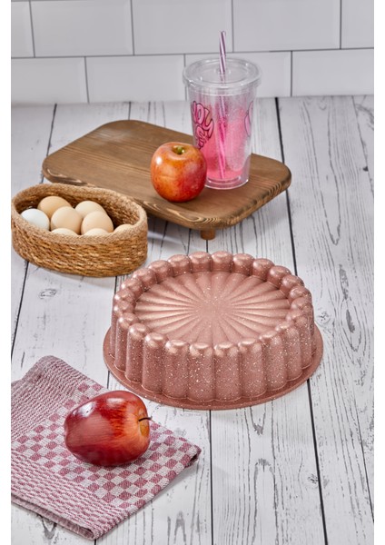Granit Döküm Tart Kalıbı Rose Gold 26CM Kutulu Dilimli Tart Turta Kalıbı Rose Gold Kutulu