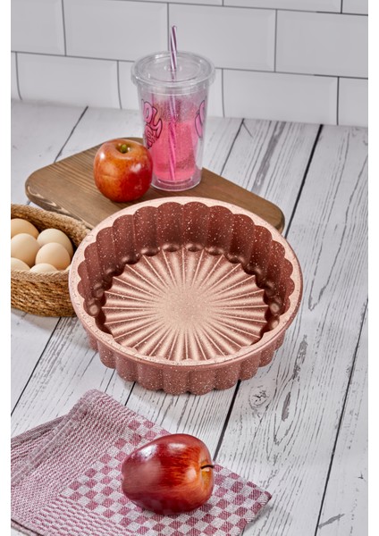 Granit Döküm Tart Kalıbı Rose Gold 26CM Kutulu Dilimli Tart Turta Kalıbı Rose Gold Kutulu