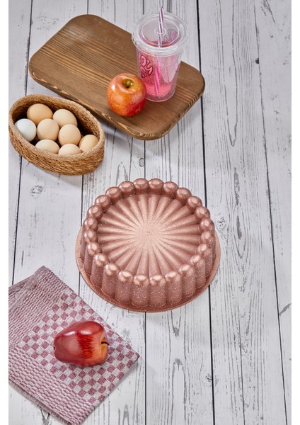Granit Döküm Tart Kalıbı Rose Gold 26CM Kutulu Dilimli Tart Turta Kalıbı Rose Gold Kutulu
