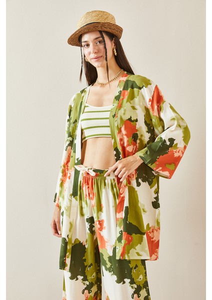 Yeşil Batik Desenli Kimono 5YXK4-48830-08 fiyatları
