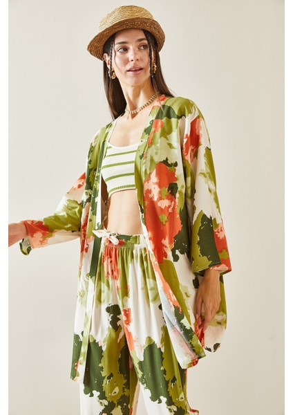 Yeşil Batik Desenli Kimono 5YXK4-48830-08 modelleri