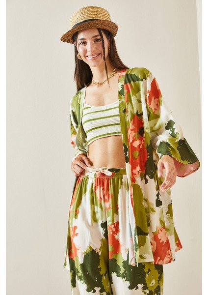 Yeşil Batik Desenli Kimono 5YXK4-48830-08 indirimleri