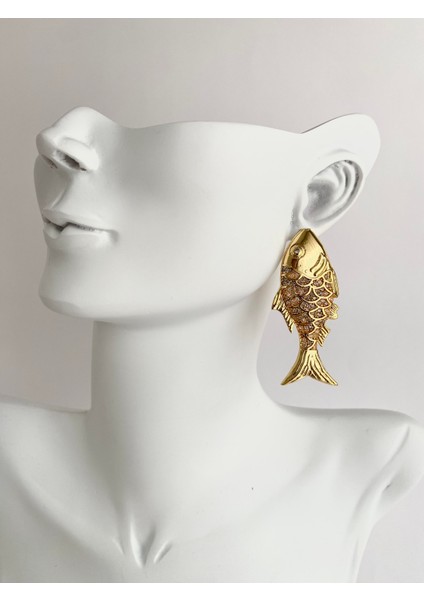 Tasarım Zirkon Taşlı Büyük Balık Küpe fiyatları