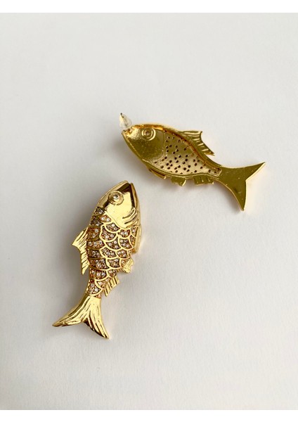 Tasarım Zirkon Taşlı Büyük Balık Küpe modelleri