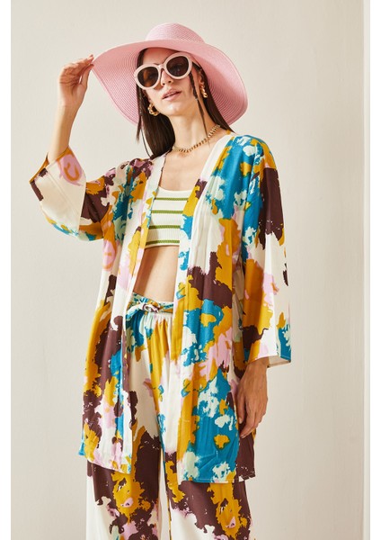 Hardal Batik Desenli Kimono 5YXK4-48830-37